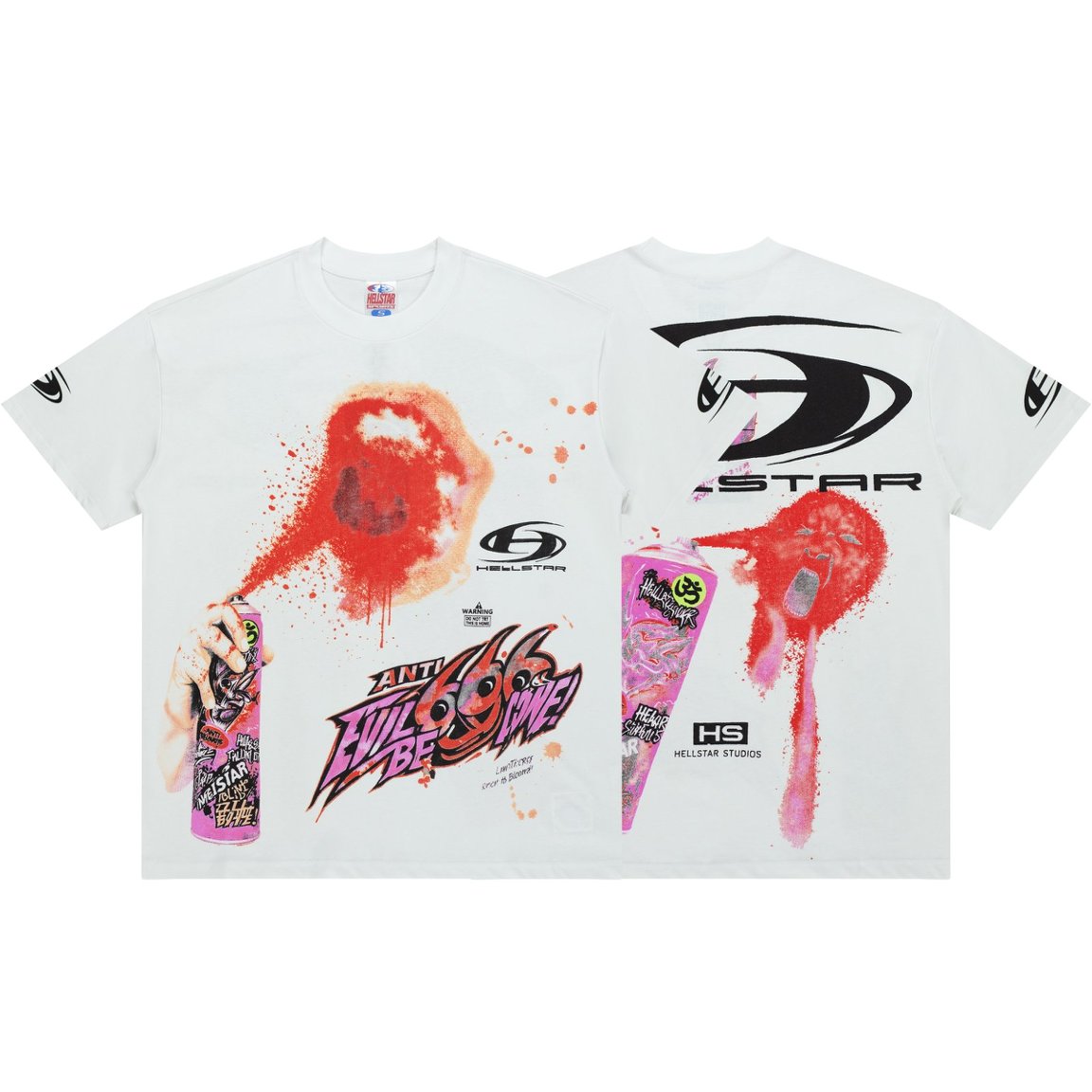 Hellstar Studios Anti Evil Be Gone 666 Spray Paint Graphic T‑Shirt