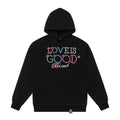 Color Rhinestone LOVE IS GOOD Black Hoodie