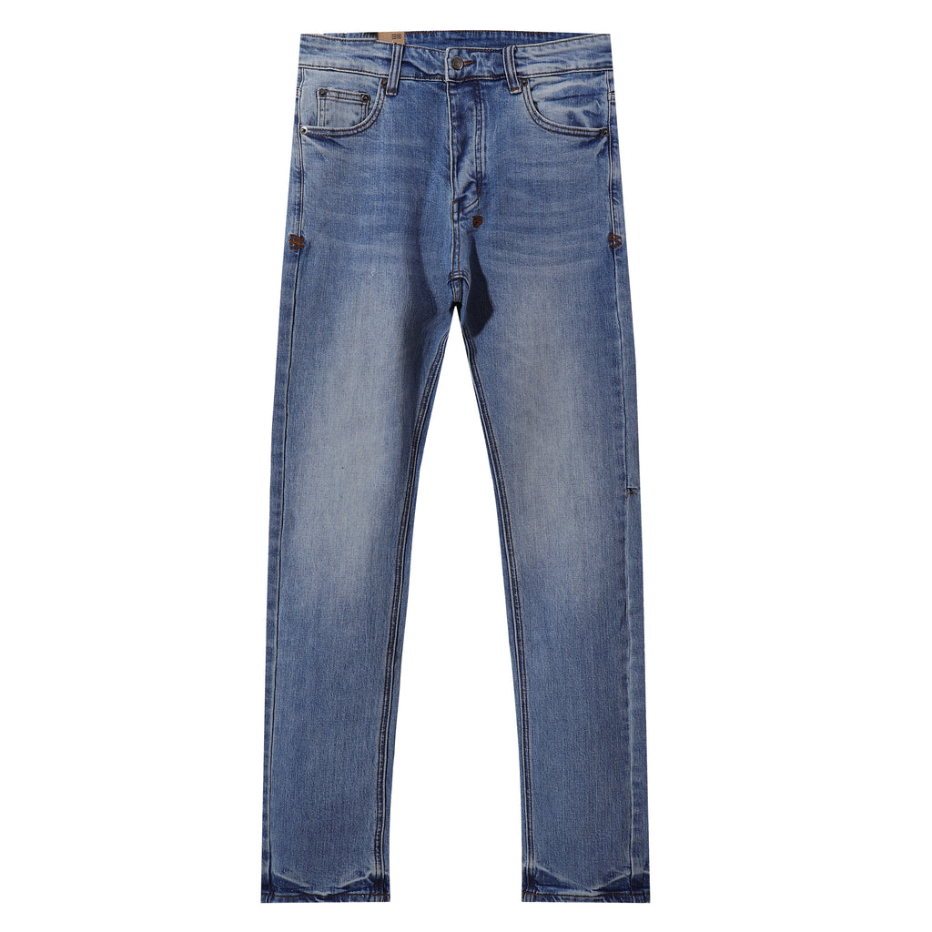 Ksubi Classic Light Blue Washed Small Square Logo Slim Jeans
