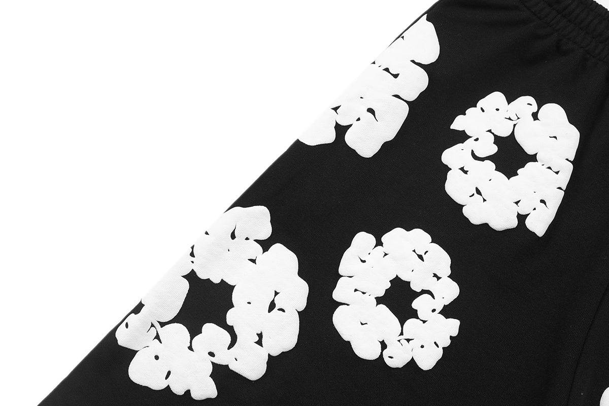 Denim Tears Black White Cotton Wreath Sweat Shorts
