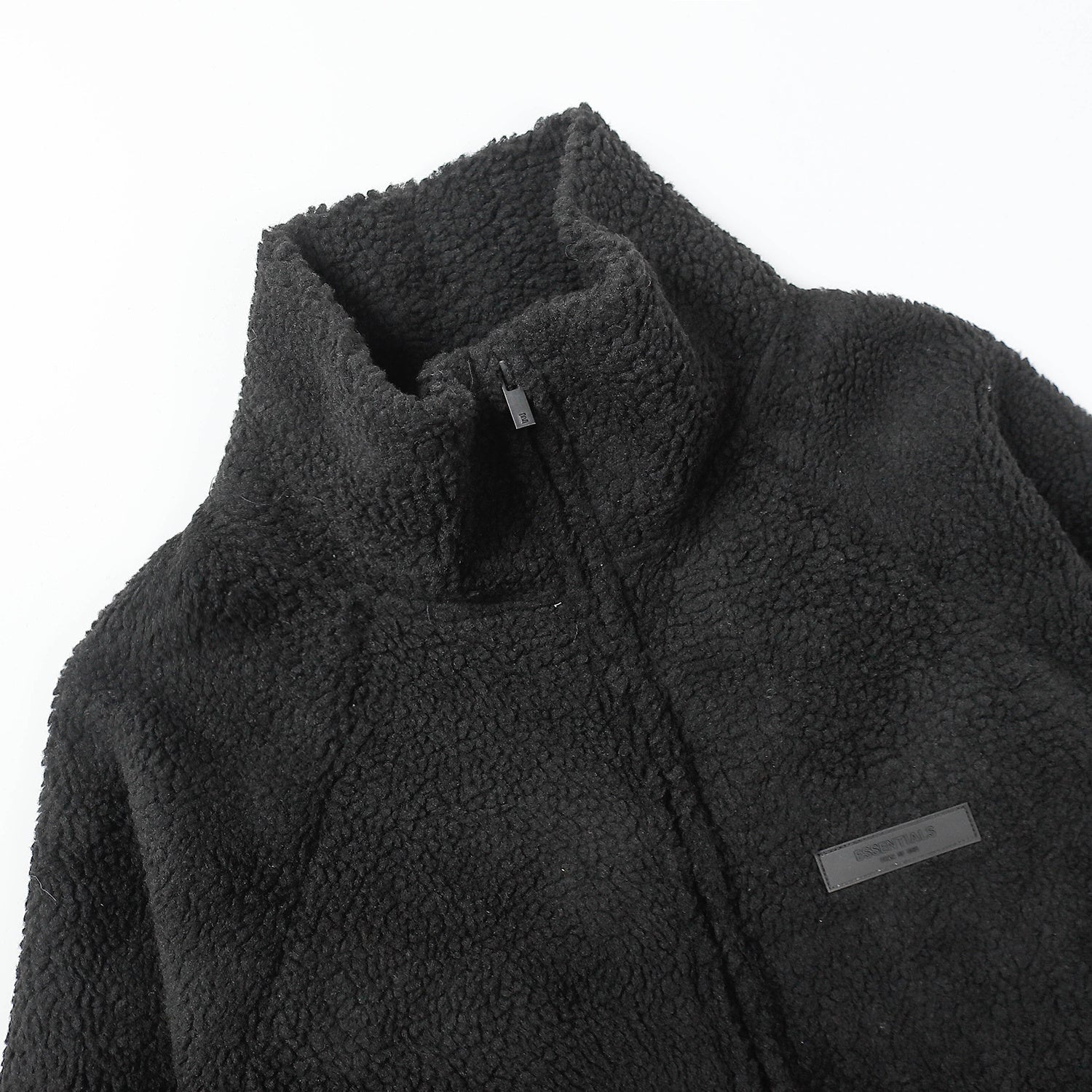 ESSENTIALS Fear Of God Black Sherpa Fleece Zip Up Jacket