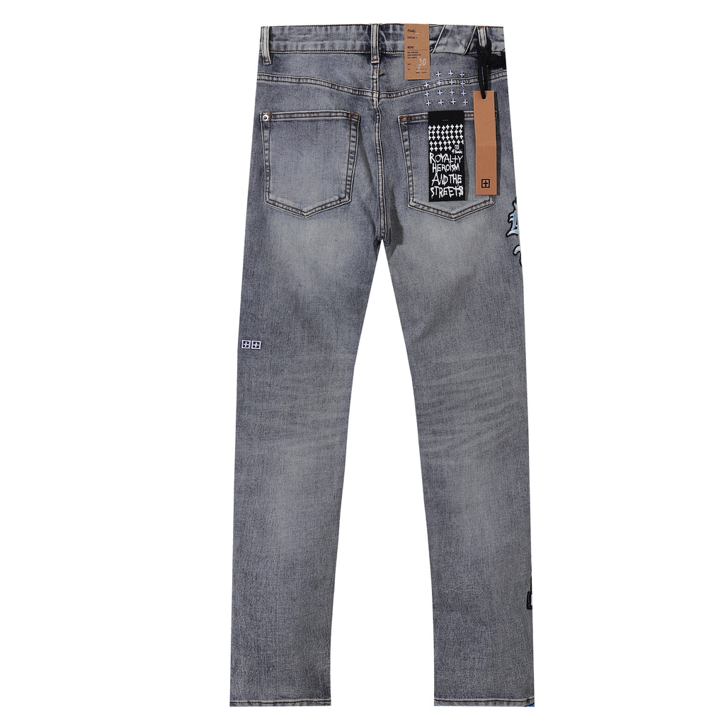 Ksubi Multi Patches Grey Washed Slim Jeans