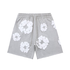 Denim Tears Heather Grey White Cotton Wreath Sweat Shorts