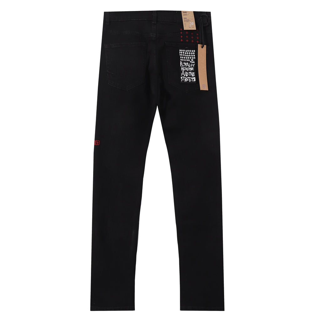 Ksubi Red KSUBI Letter Embroidery Solid Black Slim Jeans