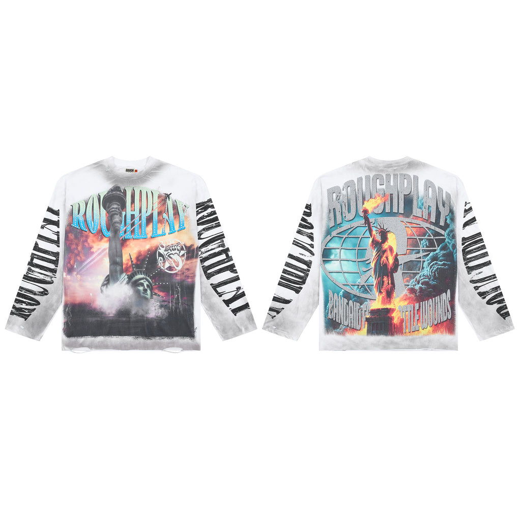 ROUGHPLAY Reversed Statue Of Liberty Vintage Long Sleeve Tee