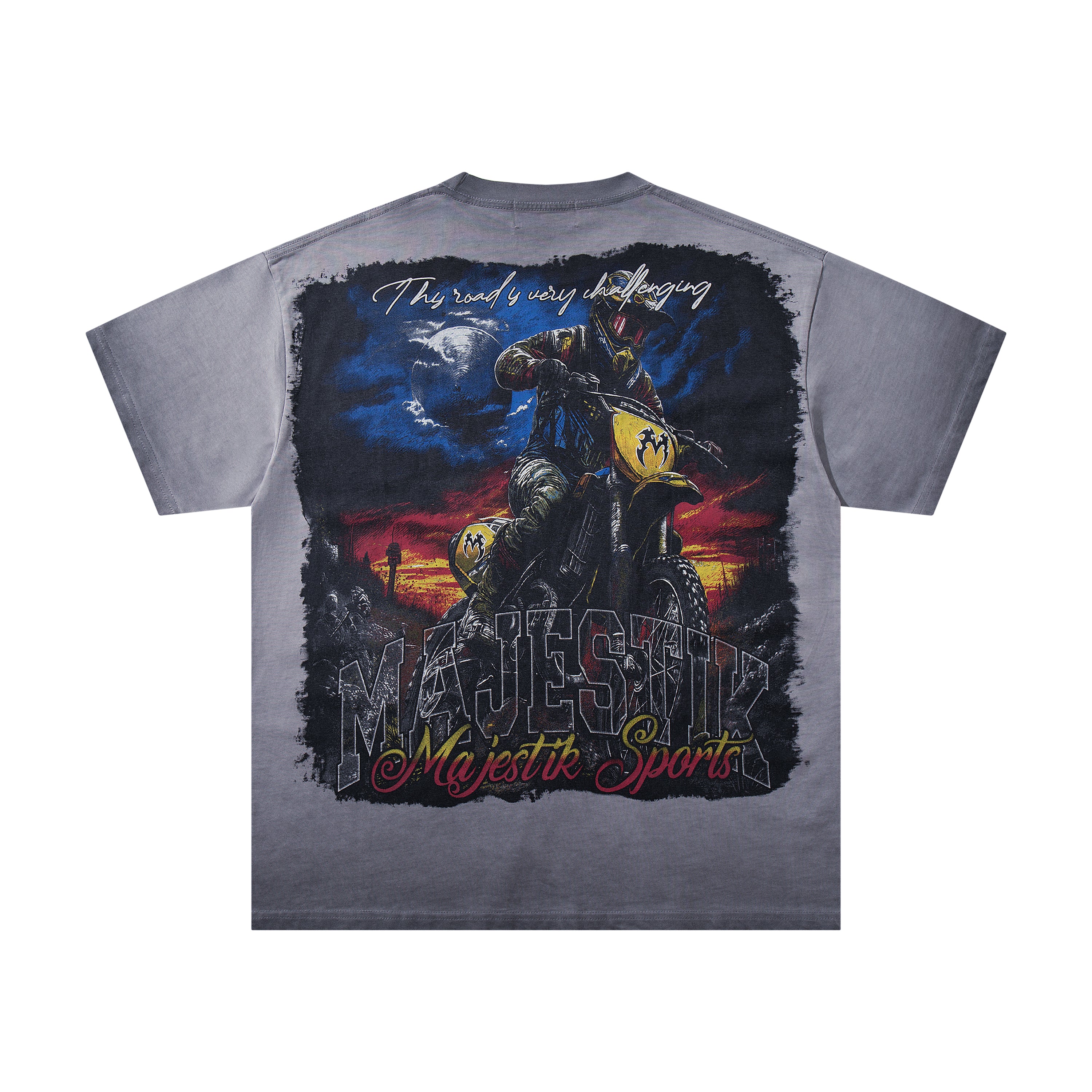 Majestik Dirt Bike Vintage Washed Grey Graphic Tee