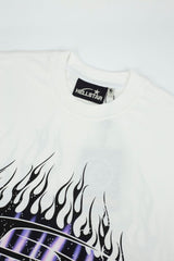 Hellstar Purple Flame Oval Logo White Tee