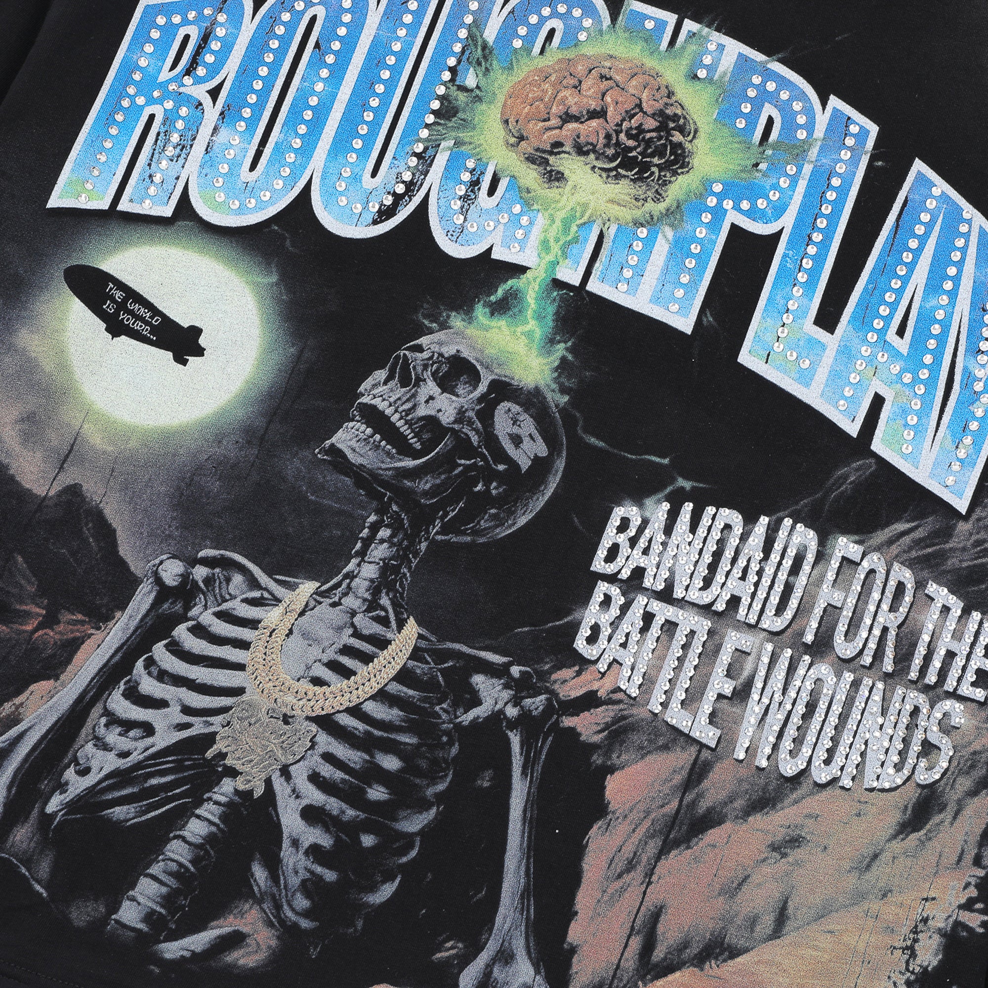 ROUGHPLAY Floating Brain Skeleton Vintage Long Sleeve Tee