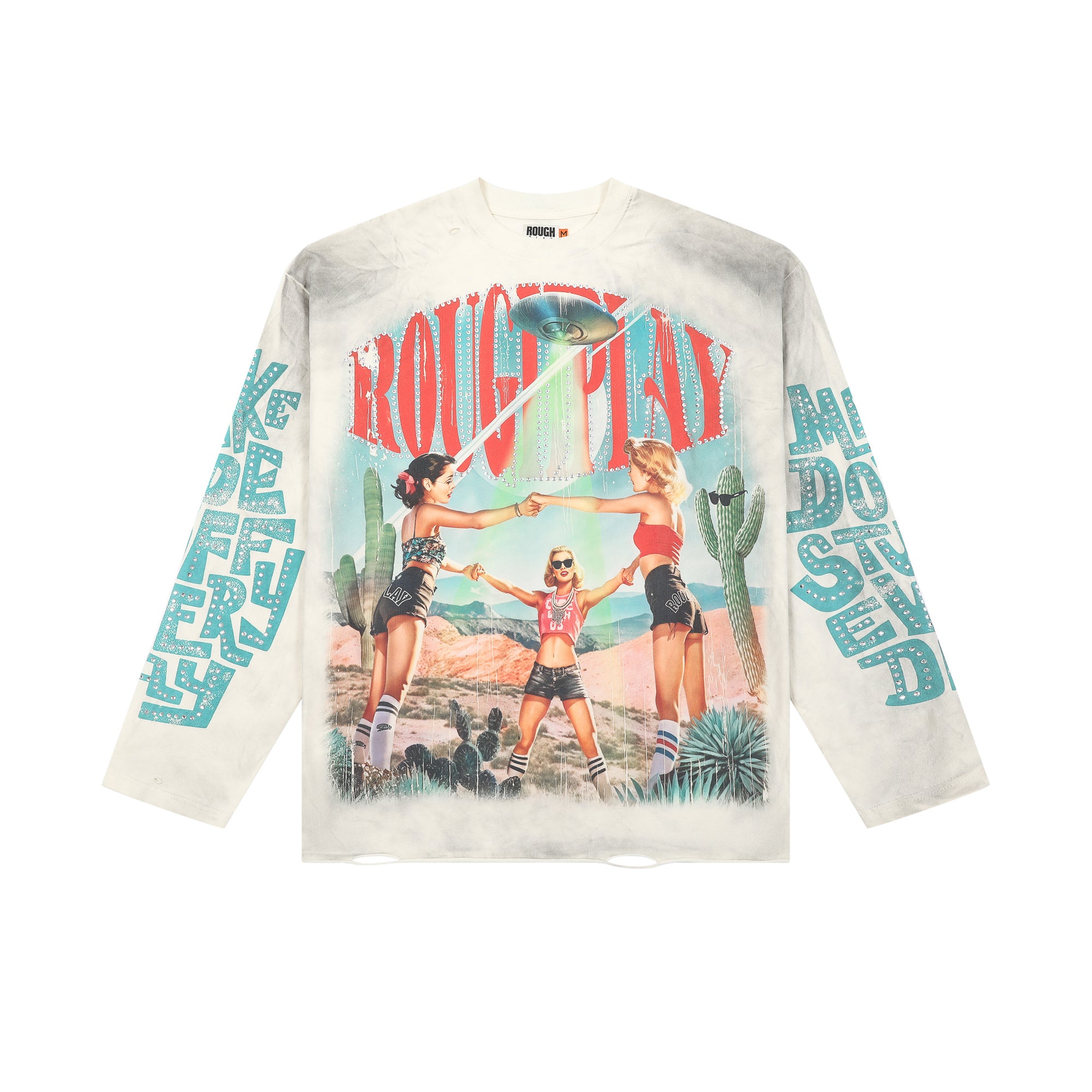 ROUGHPLAY Desert UFO Pin-up Girls Vintage Long Sleeve Tee