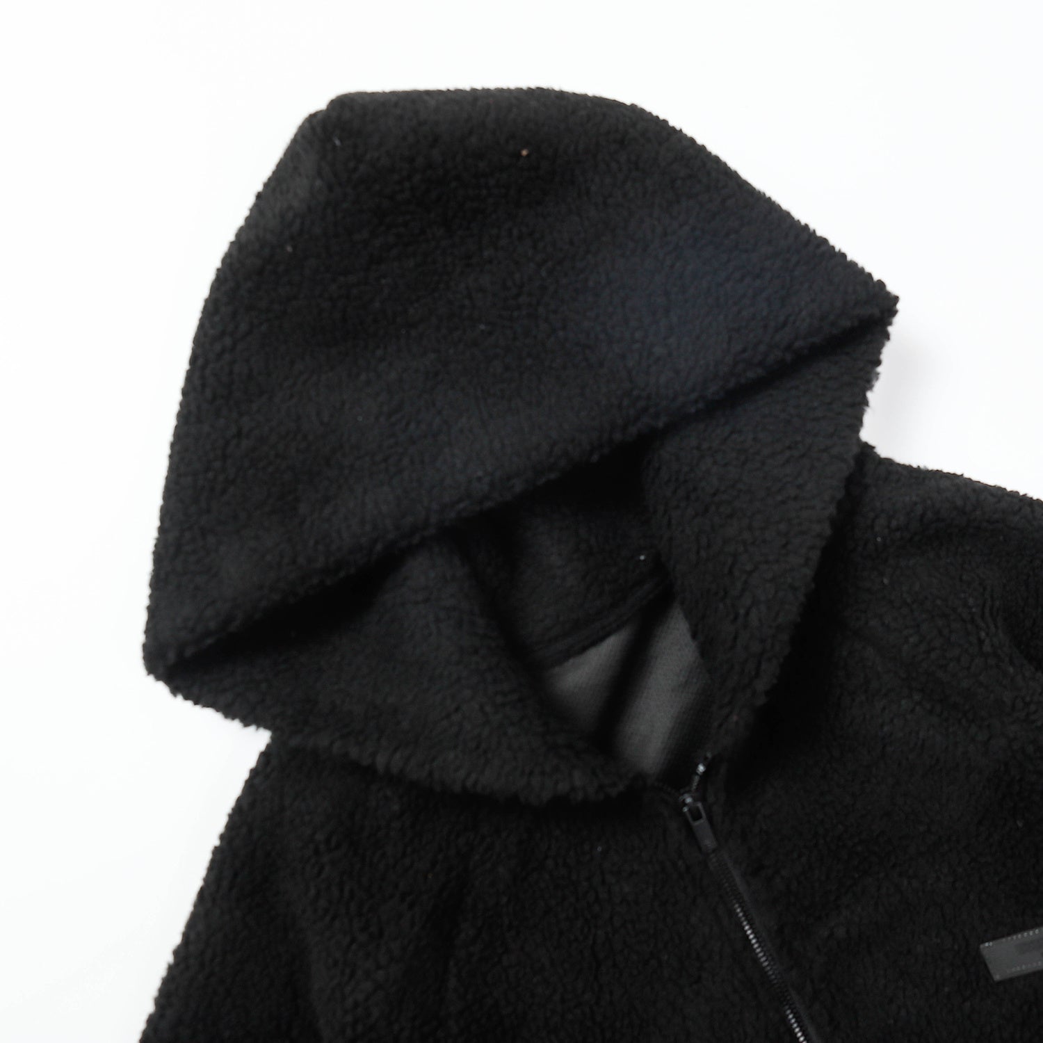 ESSENTIALS Fear Of God Black Sherpa Half Zip Hooded Pullover