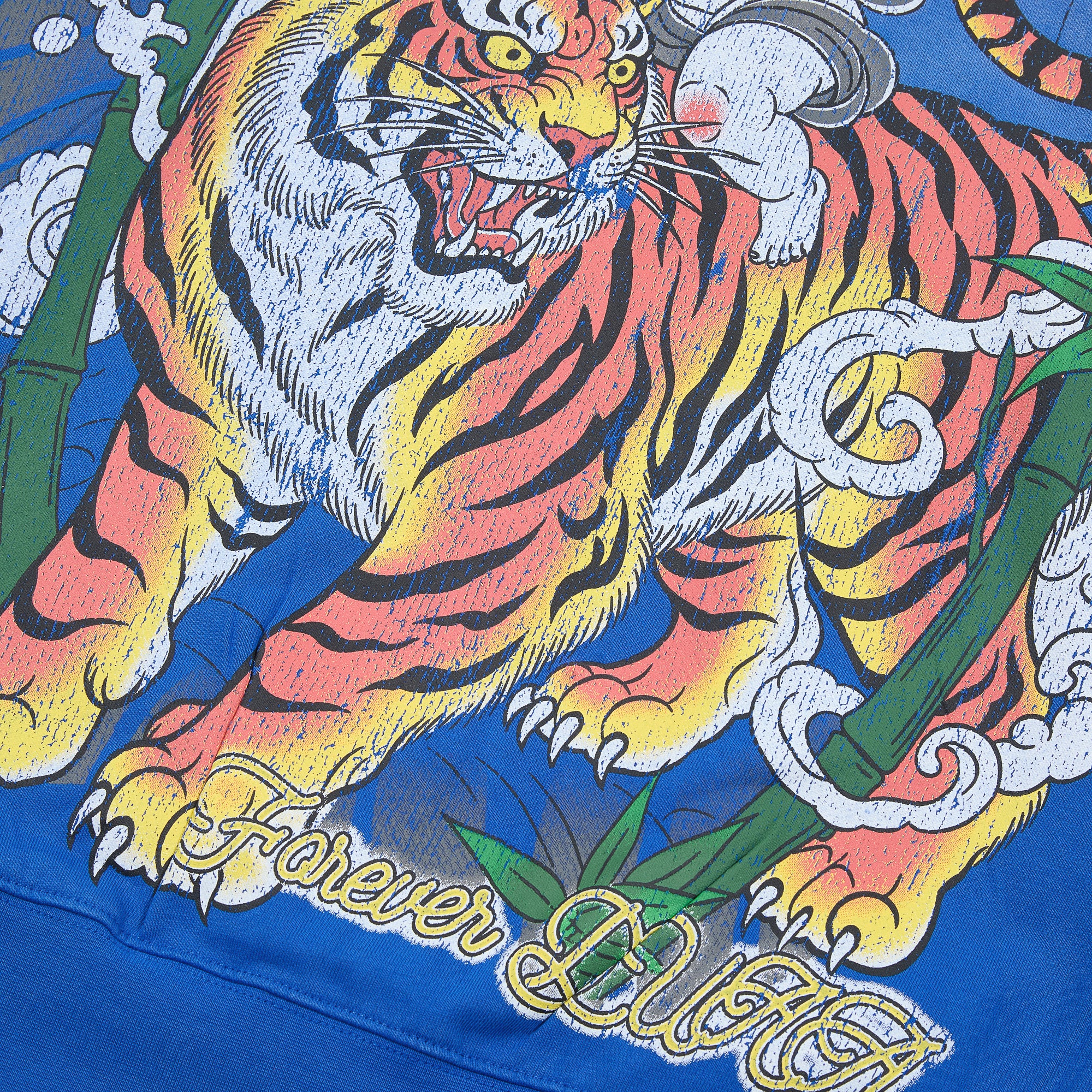DUAA Angel Tiger Vintage Washed Blue Zip Up Hoodie