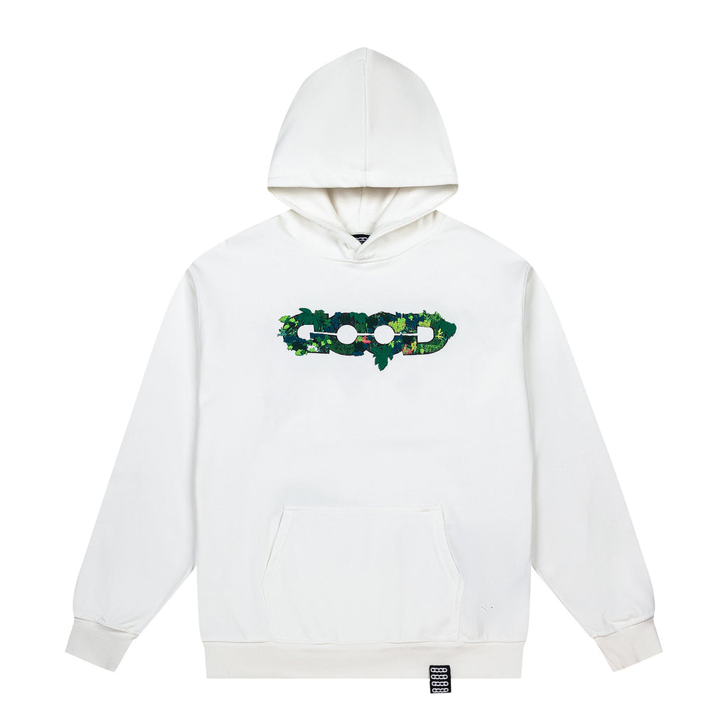 Tropical Jungle GOOD Letter White Hoodie