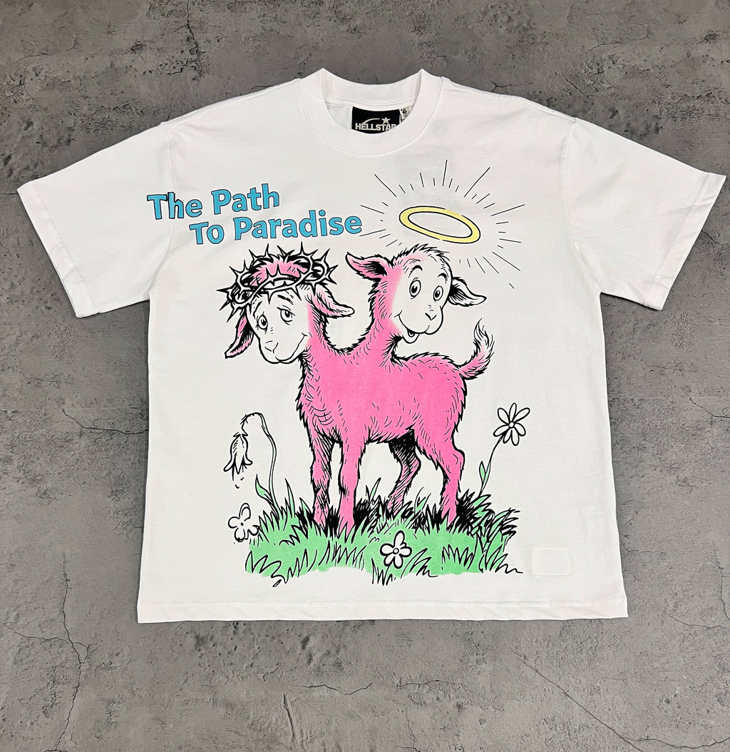 Hellstar The Path To Paradise Twin Goats White Tee