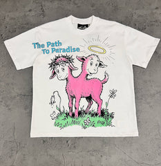 Hellstar The Path To Paradise Twin Goats White Tee