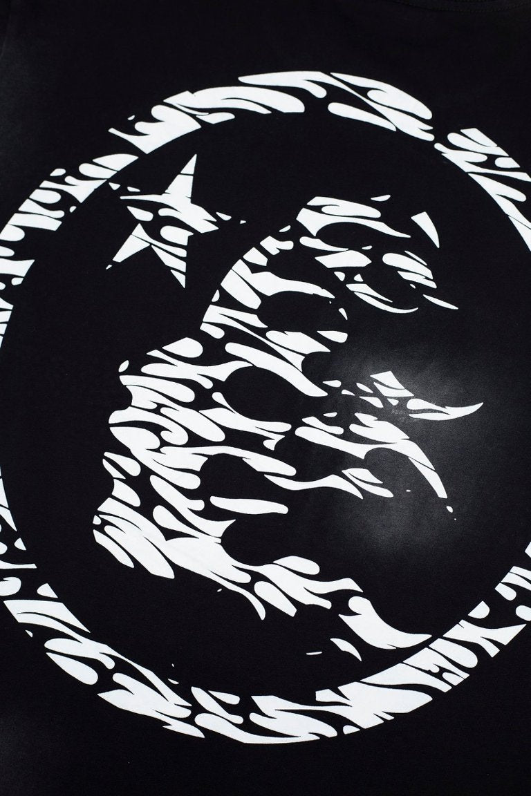 Hellstar Zebra Print Star Washed Black Tee