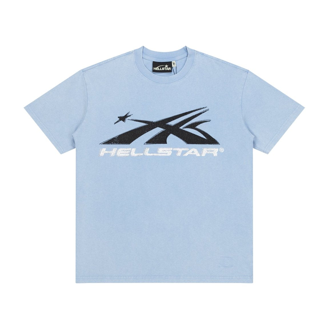 Hellstar Abstract Meteor Rhinestone Light Blue Vintage Washed Tee