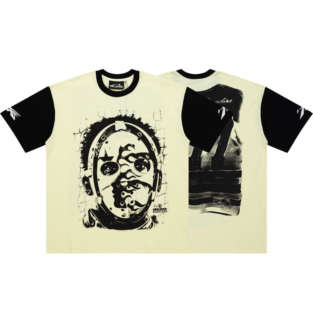 Hellstar Masked Portrait Raglan White & Black Tee