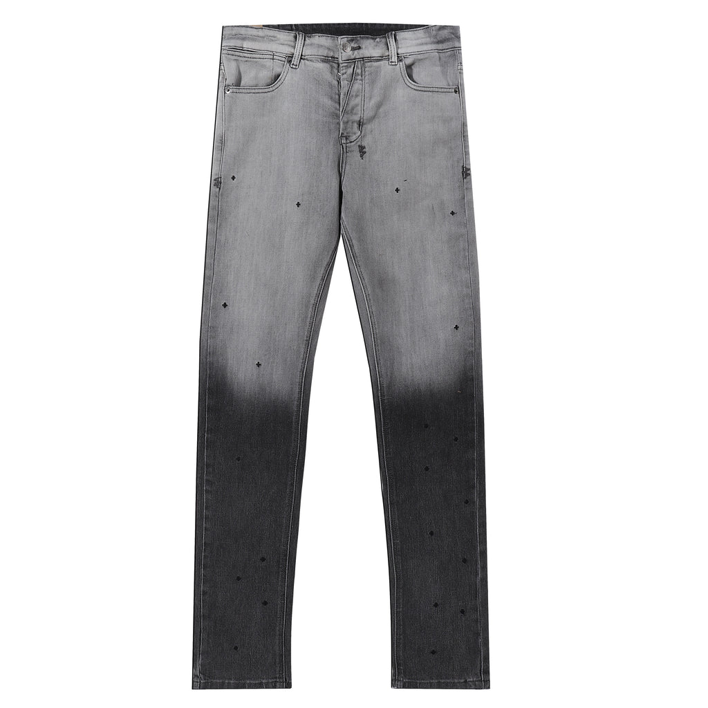 Ksubi Gradient DIP Dye Cross Print Slim Jeans