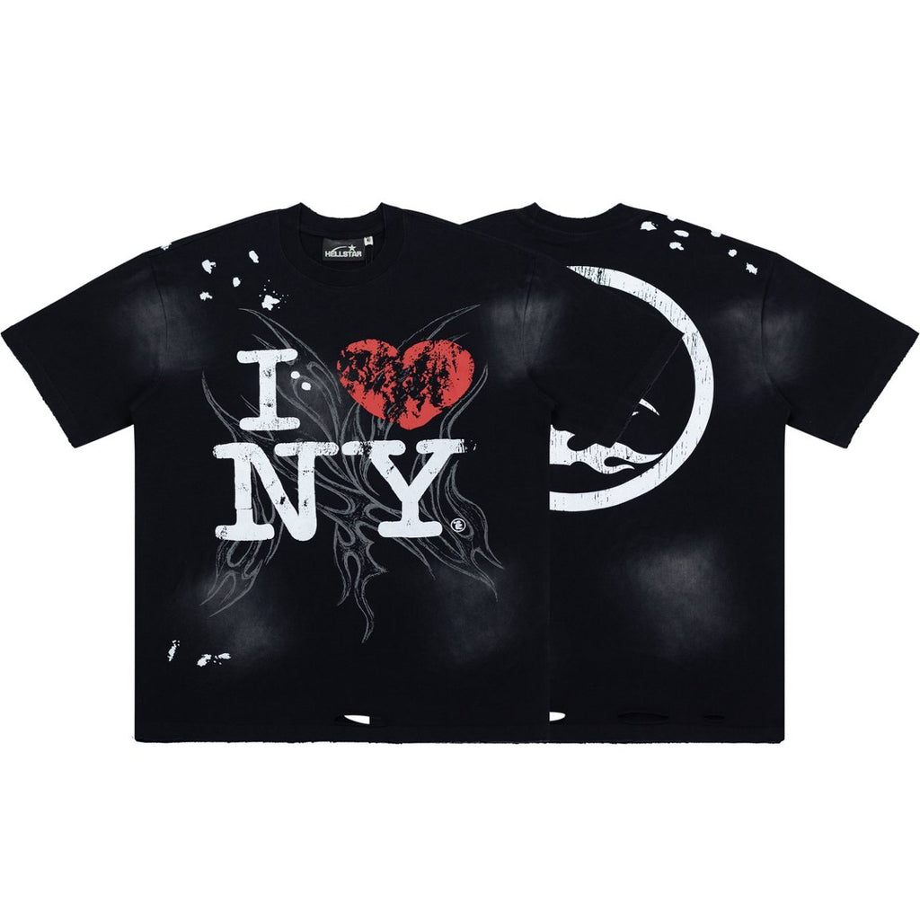 Hellstar I ❤ NY Tribal Distressed Black Tee