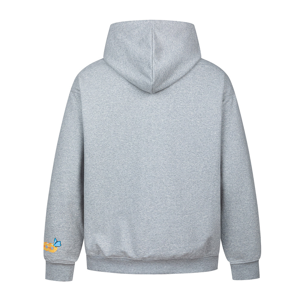 GOOD Scissors Floral Butterfly Print Gray Hoodie