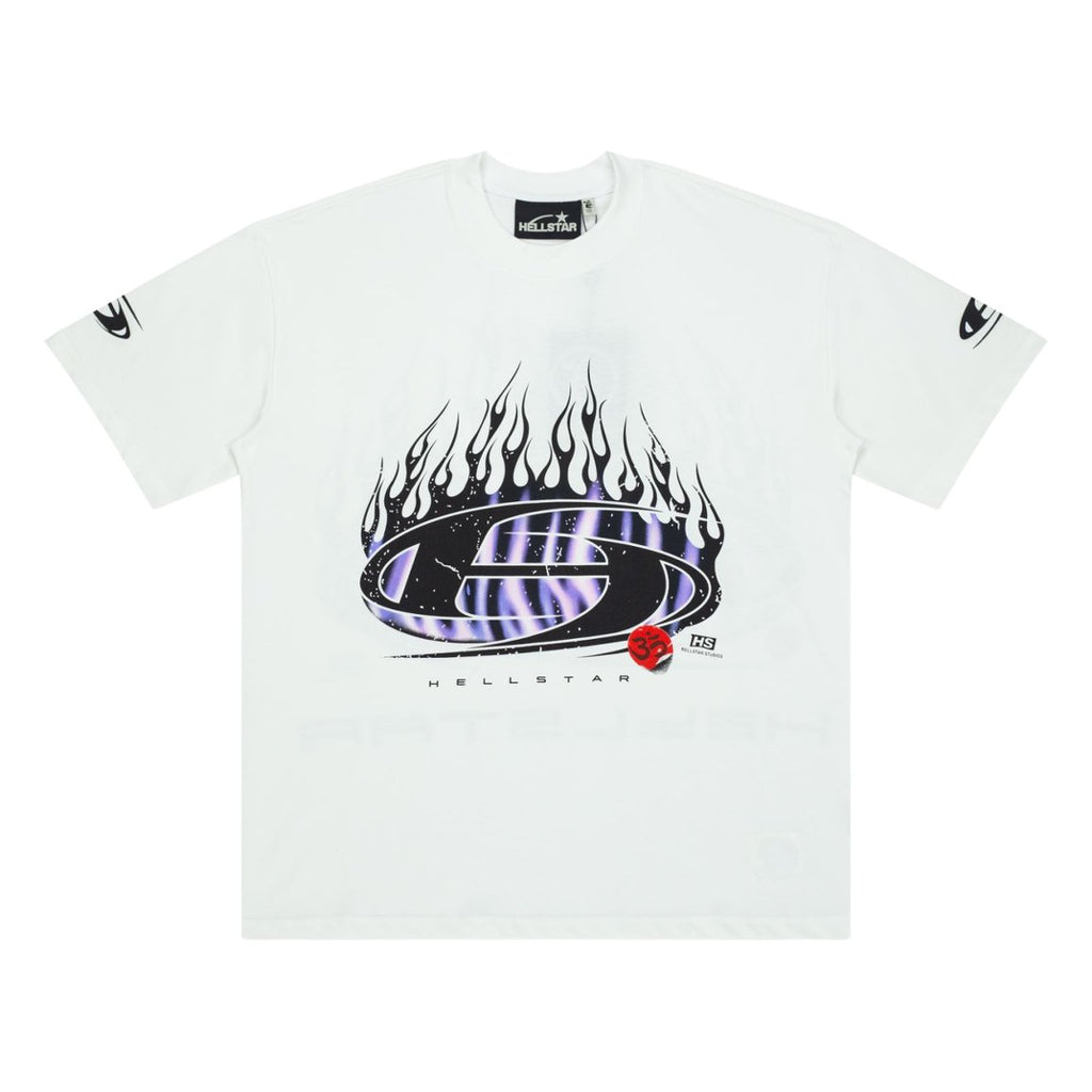 Hellstar Purple Flame Oval Logo White Tee