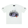 Hellstar Purple Flame Oval Logo White Tee