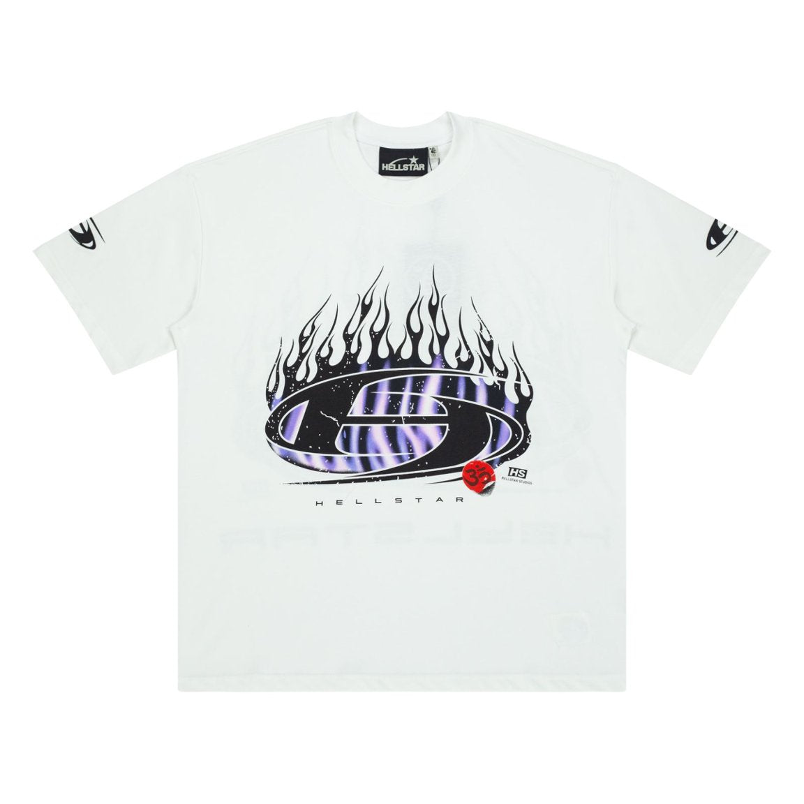 Hellstar Purple Flame Oval Logo White Tee