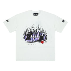 Hellstar Purple Flame Oval Logo White Tee