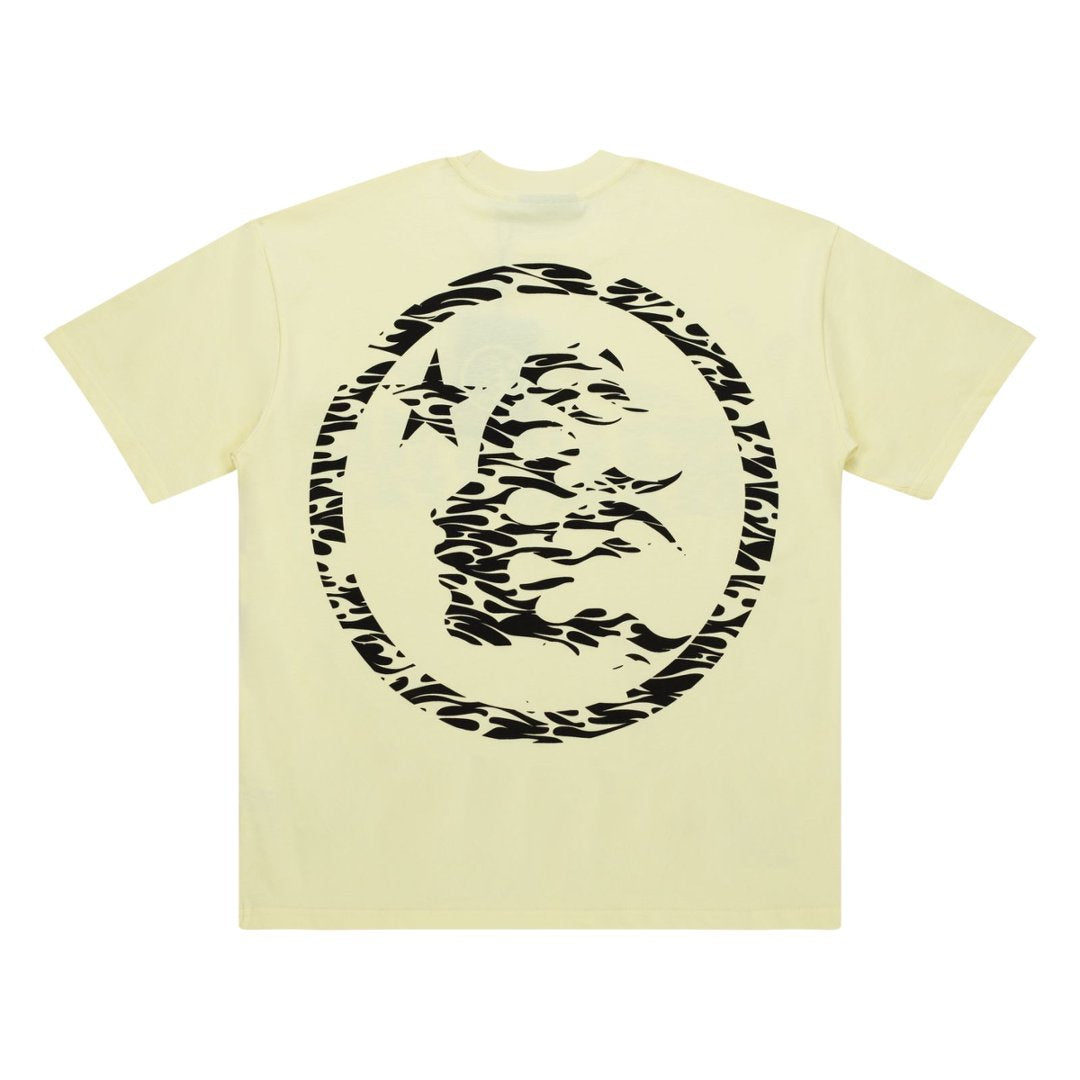 Hellstar Zebra Stripe Logo Cream Yellow Tee