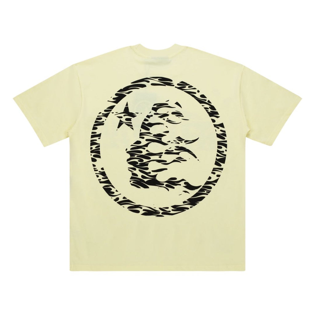 Hellstar Zebra Stripe Logo Cream Yellow Tee