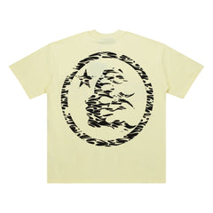 Hellstar Zebra Stripe Logo Cream Yellow Tee