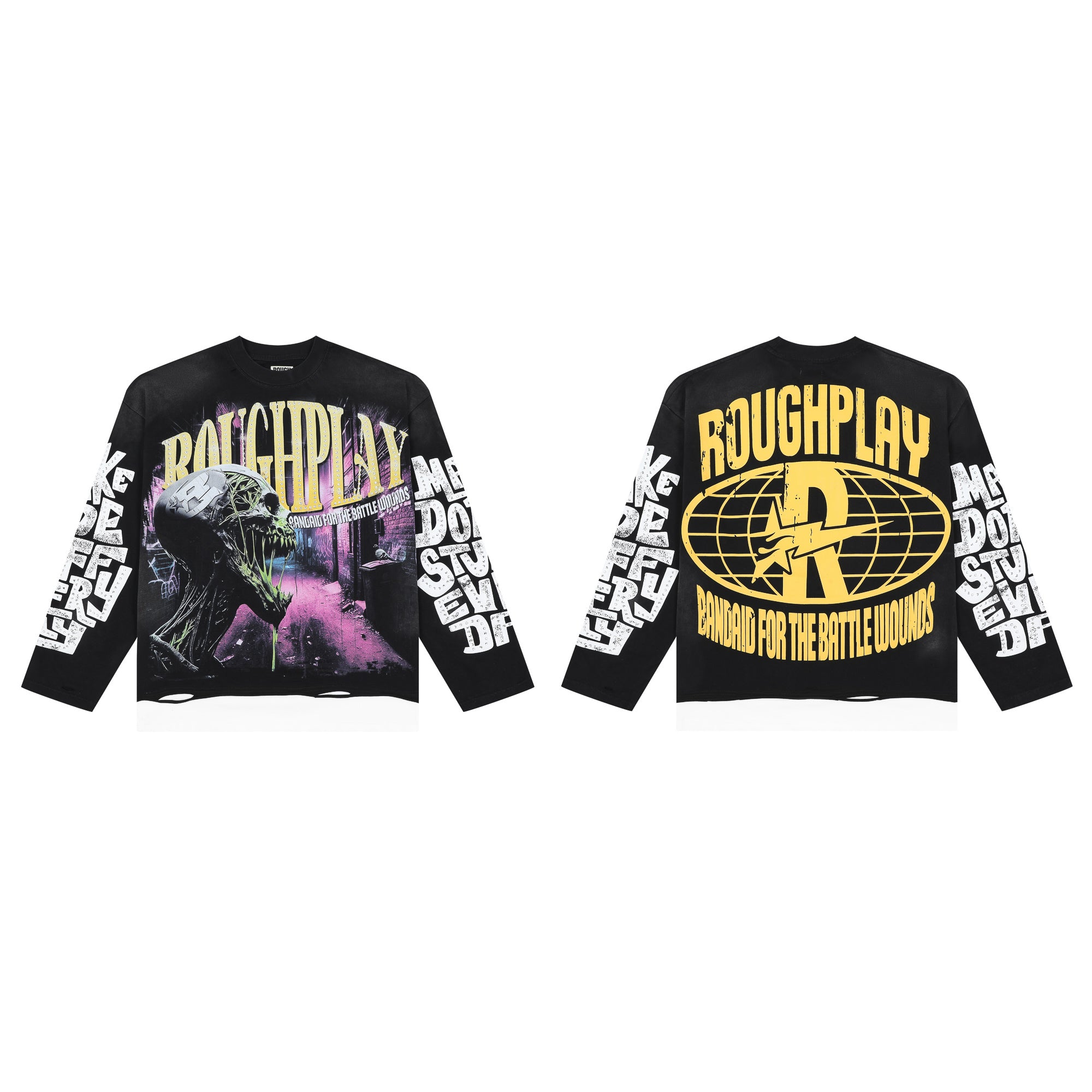 ROUGHPLAY Alley Zombie Skull Vintage Long Sleeve Tee