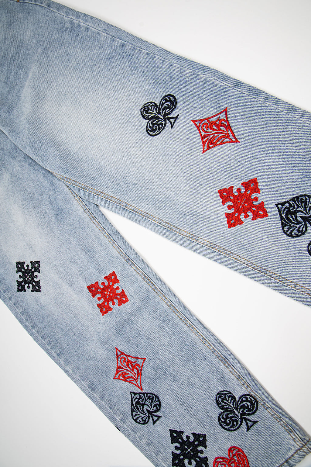 Ksubi Poker Suit Embroidery Light Wash Baggy Jeans