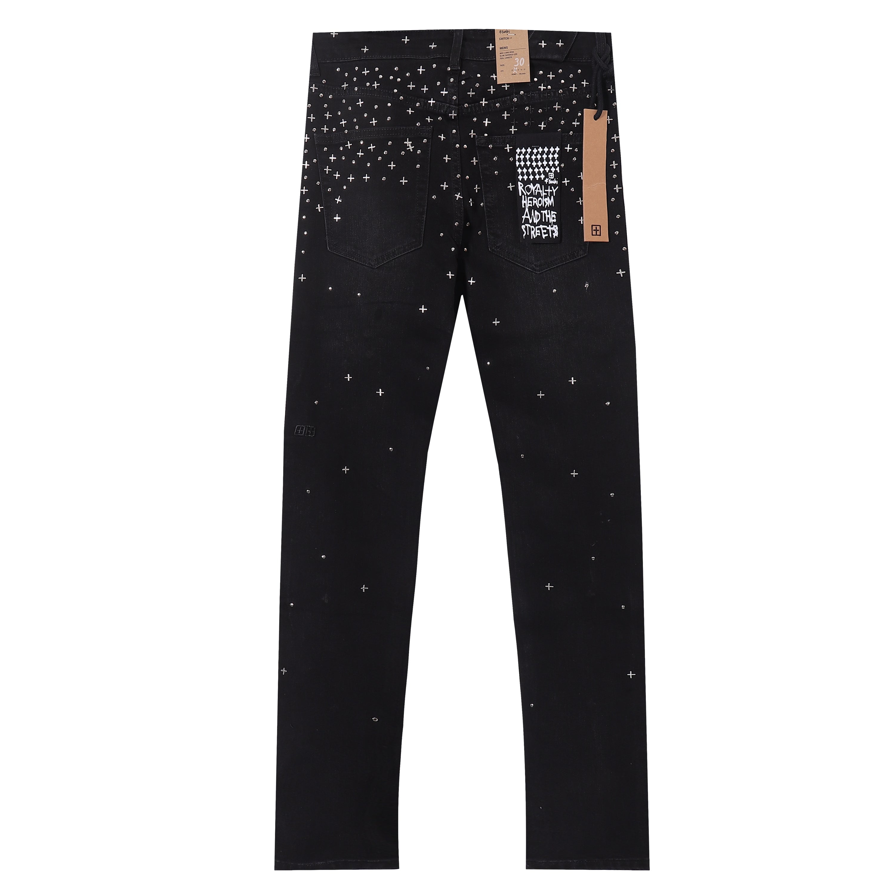 Ksubi Cross Studded Solid Black Slim Jeans