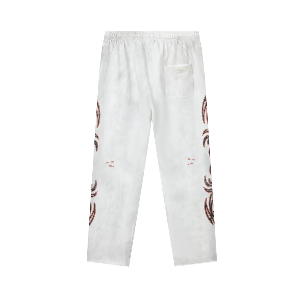 DUAA Sun Moon Heart Totem White Straight Sweatpants