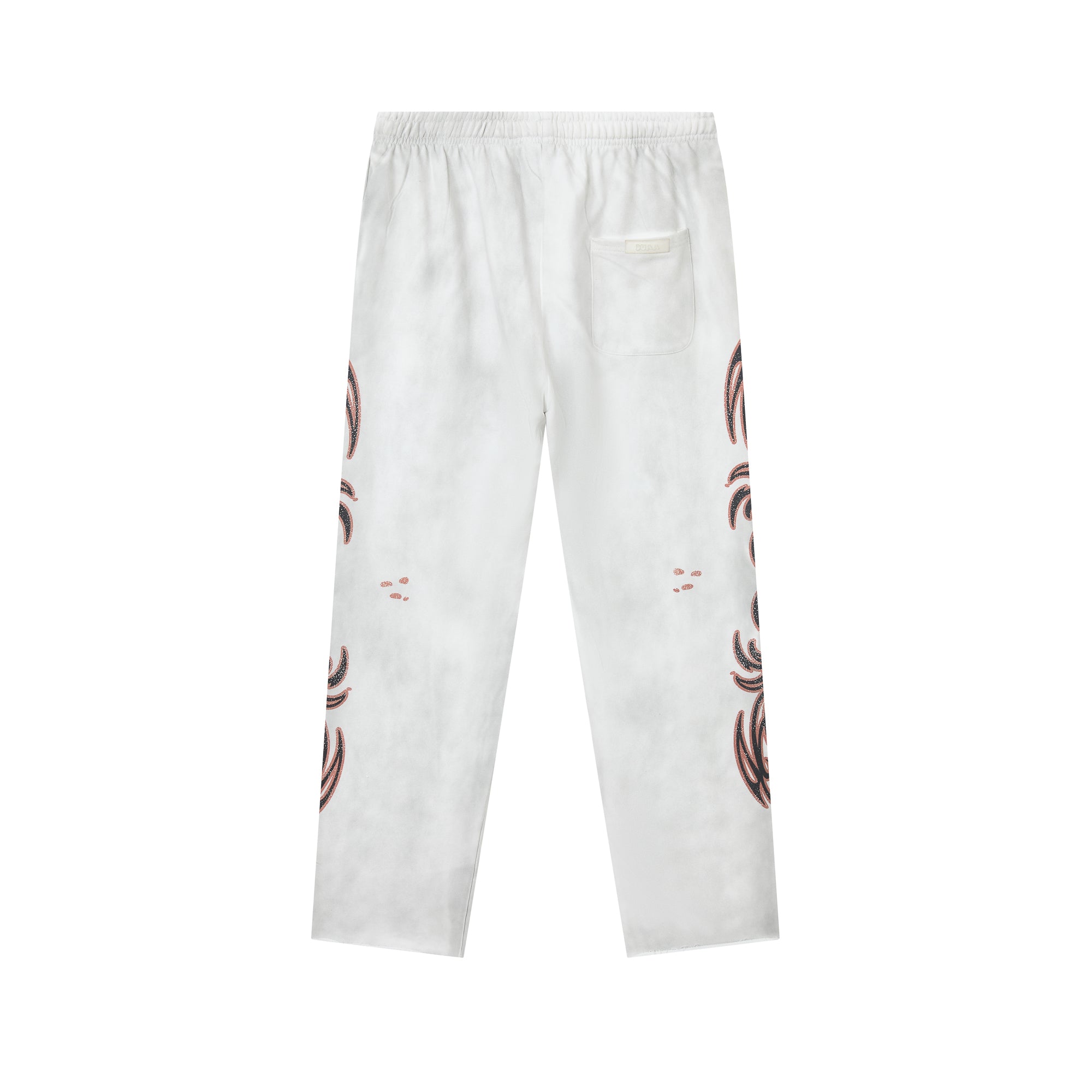 DUAA Sun Moon Heart Totem White Straight Sweatpants