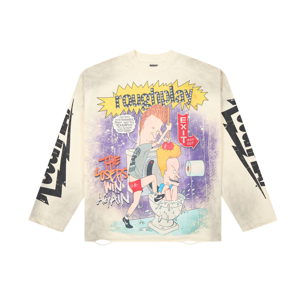 ROUGHPLAY Comic Burst Logo Vintage Long Sleeve Tee