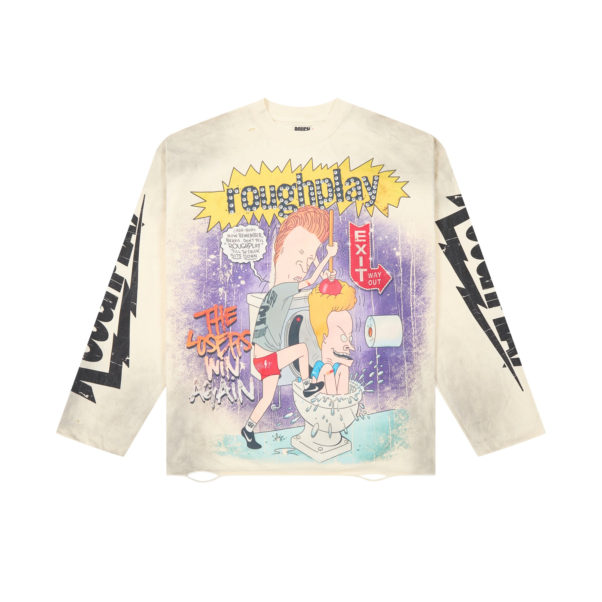 ROUGHPLAY Comic Burst Logo Vintage Long Sleeve Tee
