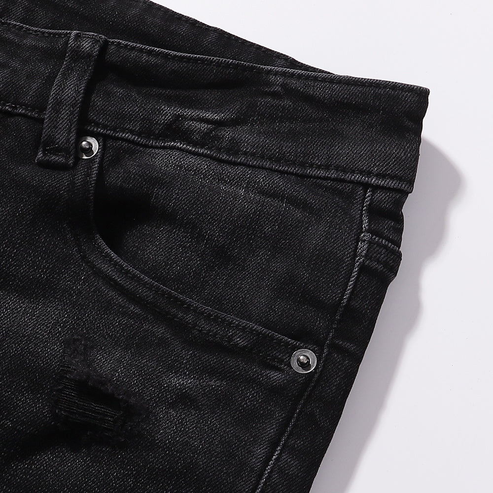Ksubi Black Washed Multi Frayed Rip Slim Jeans