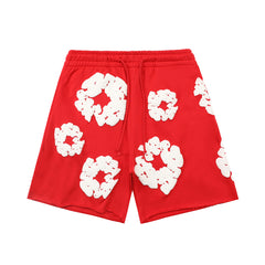Denim Tears Red Cotton Wreath Sweat Shorts