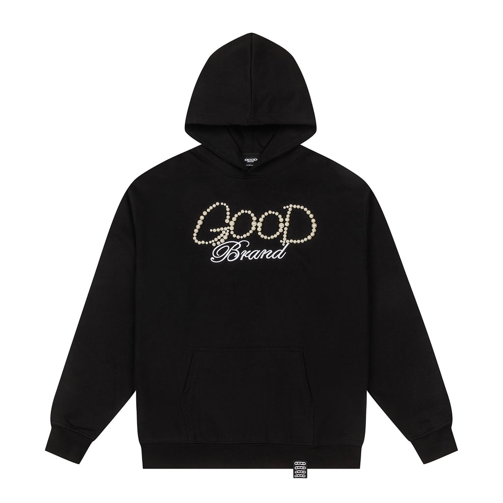 Good Brand Pearl Letter Black Hoodie