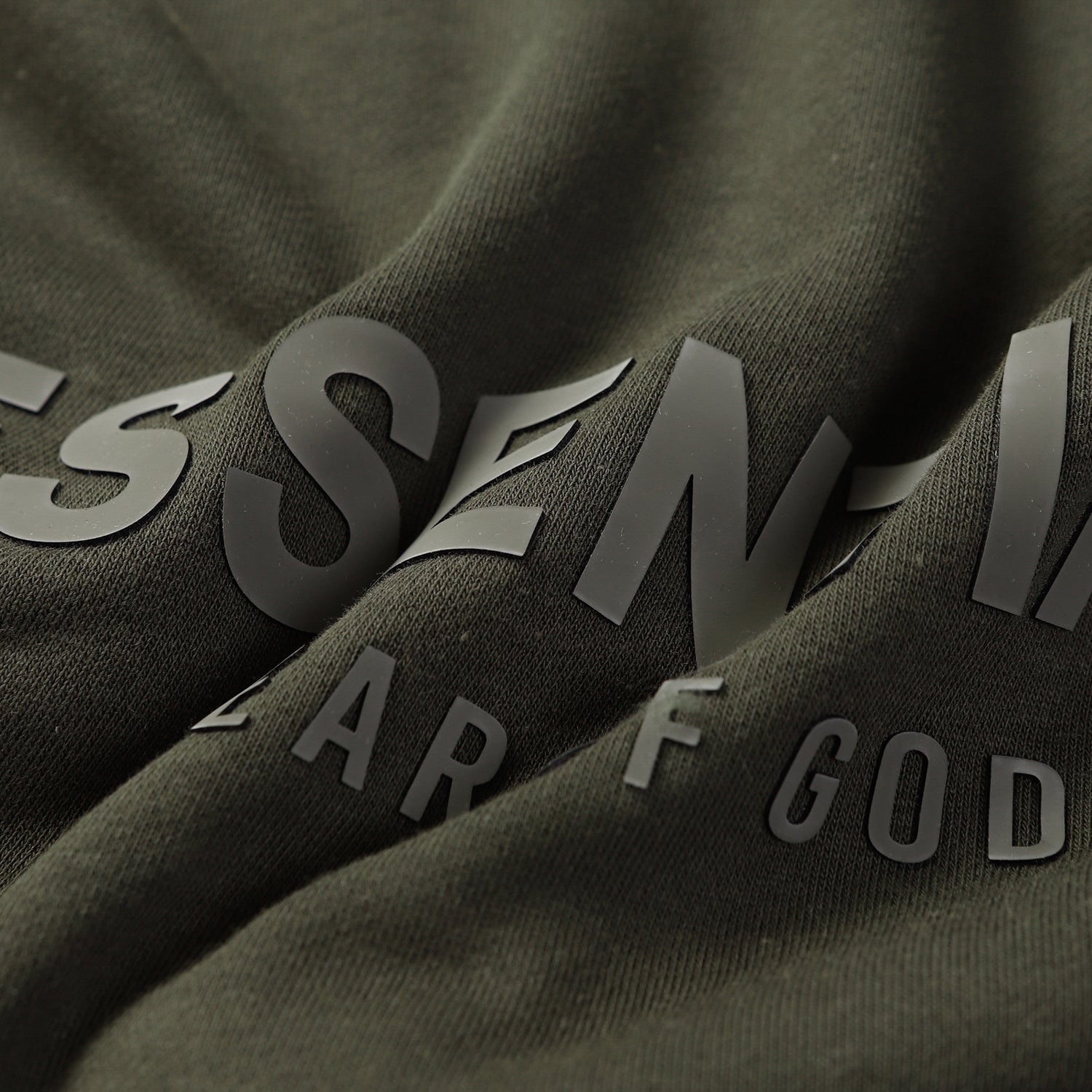 ESSENTIALS Fear Of God Olive Green Half Zip Mock Neck Sweatshirt