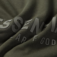ESSENTIALS Fear Of God Olive Green Half Zip Mock Neck Sweatshirt