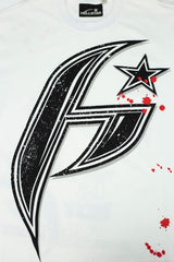 Hellstar Streamline H Star Red Splatter White Tee