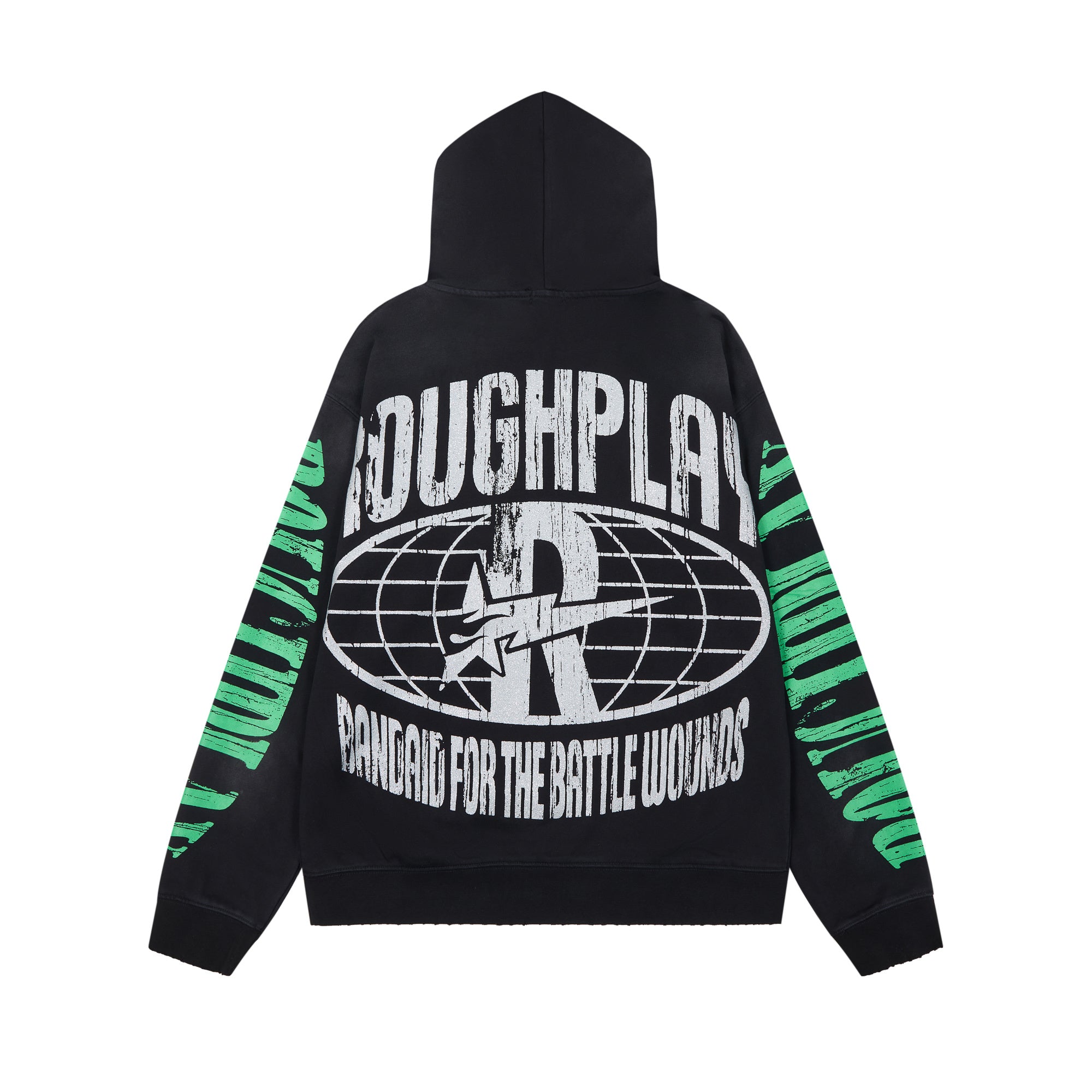 ROUGHPLAY Flame Figure Vintage Distressed Graphic Hoodie