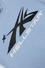 Hellstar Abstract Meteor Rhinestone Light Blue Vintage Washed Tee